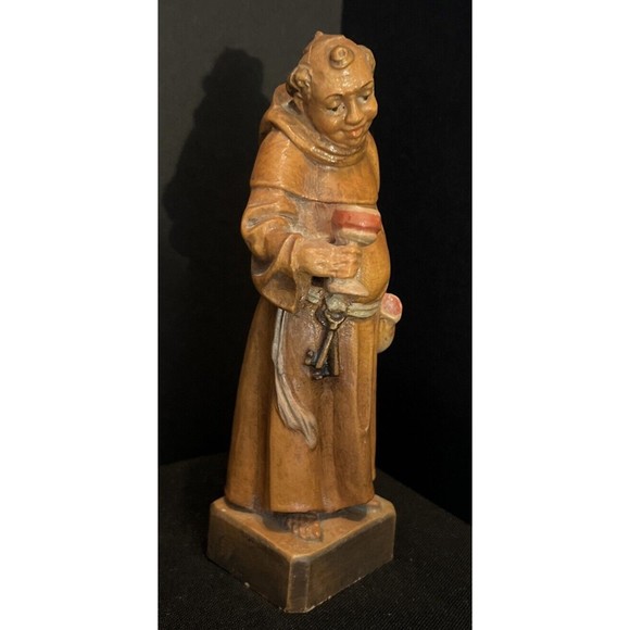 Vintage  Friar Monk Saint Wooden Statue  6” - Picture 2 of 7